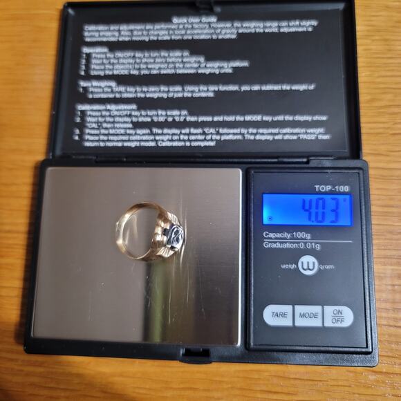 Vintage Ostby & Barton 10K Gold Hematite Signet Ring - Picture 9 of 9